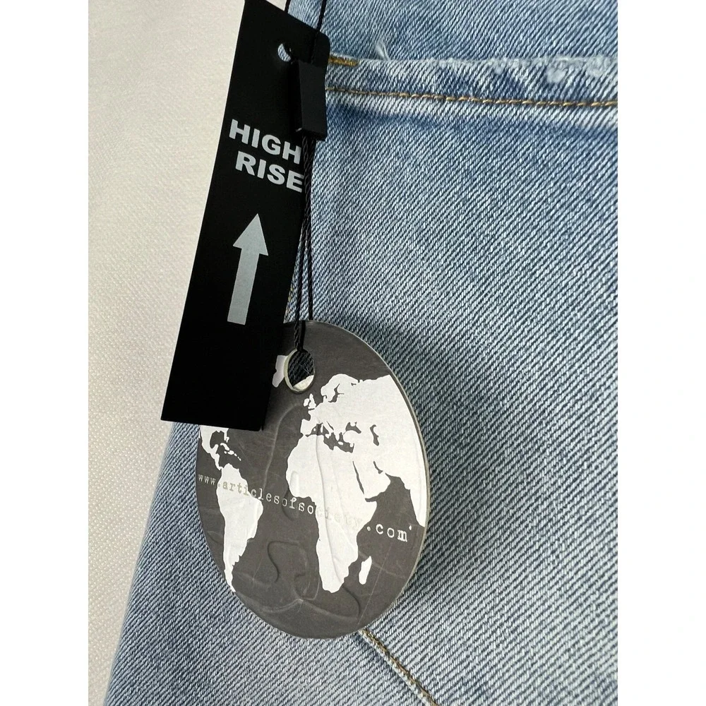 Articles of Society Denim Short Women 28 Blue High Rise Raw Hem Stretch Jean D03